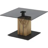 Freiraum Couchtisch >BALSTA< höhenverstellbar, Rollen, Eiche / schwarz / Glas - 70x45/63x70 (BxHxT)