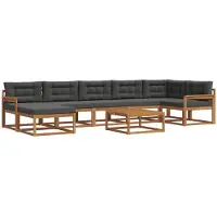 vidaXL Outdoor-Sofagarnitur mit Kissen 8 pcs Natur und Anthrazit