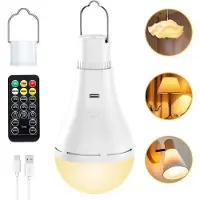 IeGeek 9W E27 LED Glühbirne USB Rechargeable Lampe mit Fernbedienung, Timing, 3 Farben&Dimmbare, LED Birne mit Haken für Tischlampe, Pendellampe, Nachtlichte