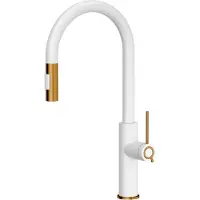 Quadron JENNIFER Q LINE SLIM SteelQ, Küchenarmatur Mischbatterie 360°, Armatur Küche Edelstahl, Farbe: Weiß, Höhe: 46 cm, Wasserhahn für Küche