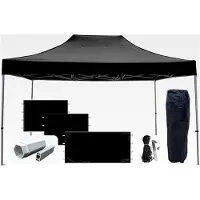 Markenlos Alu Faltpavillon Hexagon Profi-LINE mit Alurahmen 40mm, 100% wasserdicht (Schwarz, 3x4,5 mit 3 Seiten)