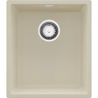PrimaGran Spülbecken Beige 41x47cm, Granitspüle 1 Becken + Ablauf-Set, Küchenspüle ab 45er Unterschrank - London Slim