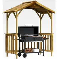 Markenlos Grillpavillon Gartenpavillon Holzunterstand Grillüberdachung für Terrasse und Garten Kiefernholz imprägniert 163,5x93x210 cm