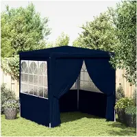 Markenlos Partyzelt mit Seitenwänden 2,5x2,5 m Blau 90 g/m², Campingzelte für Garten und Veranstaltungen