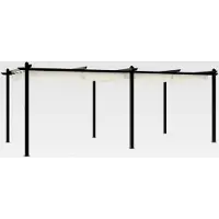 Markenlos Gartenpavillon mit ausziehbarem Dach, Sonnenschutz für Terrasse und Garten, Creme 3x6m Aluminium