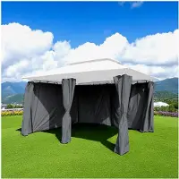 Markenlos Seitenteil anthrazit mit Reißverschluss für 3 x 4 m - 2er Set - Gartenzelt Seitenwand wasserabweisend - 2-teilig 400 cm und 300 cm für Garten Party Zelt