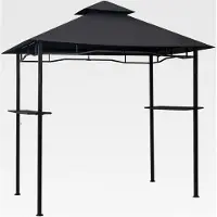 Markenlos Grillpavillon mit Doppeldach für den Garten 240x150x255cm Anthrazit Stahl