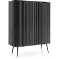 Masseno Kommode ZENZERO 103 cm Highboard mit 2 Türen für Wohnzimmer Schlafzimmer Modern 103x39x129 cm Schwarz / Schwarz