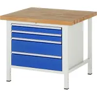RAU Werkbank mit 4 XL Schubladen - Teilauszug - 90:2 / 180:2 - 840 x 1.000 x 900 mm (HxBxT) - Traglast 1.250 kg - Buche