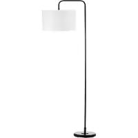 Slyrun Fußschalter Stehlampe Weiß Stahl Bodenlampe Stoffschirm Deckenlicht Wohnzimmer Beleuchtung