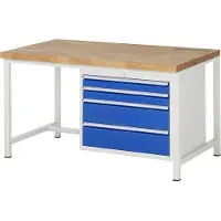 RAU Werkbank mit 4 XL Schubladen - Teilauszug - 90:2 / 180:2 - höhenverstellbar 840-1.040 mm - 1.500 x 900 mm (BxT) - Traglast 1.250 kg - Buche