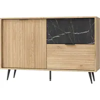 Petits-meubles Buffet Luka mit 2 Schubladen und 1 Tür, Holzoptik und Schwarz, 121.4cm