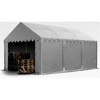 Markenlos Stabiles Lagerzelt 4x6 m PVC 800 N grau wasserdicht mit Bodenrahmen