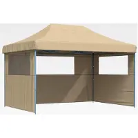 Markenlos Faltbares Party- und Gartenzelt mit 3 Seitenteilen, Beige