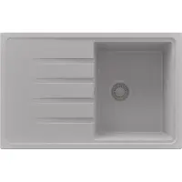 PrimaGran Spülbecken Grau 78x50cm, Granitspüle 1 Becken + Ablauf-Set, Küchenspüle ab 45er Unterschrank - Mailand