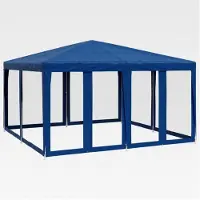 Markenlos Partyzelt, Pavillon mit 8 Netz-Seitenteilen, Gartenpavillon für Feierlichkeiten, Festzelt Gartenzelt mit Eisenrahmen, wasserfest und UV-beständig, Blau 4x4m HDPE