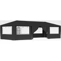 Markenlos Professionelles Partyzelt mit Wänden grau 90 g/m² 4 x 9 m Außen Pergola Garten Pergola Zelt für Feiern, im Freien, Garten, Terrassen