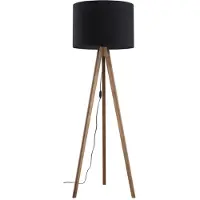 Licht-Erlebnisse Stehlampe Metall Stoff 145 cm hoch Tripod Nussbraun Schwarz E27 Skandinavisch Stehleuchte