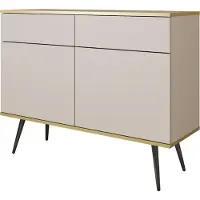 Masseno Kommode VENEZIA 107 cm Sideboard mit 2 Schubladen und 2 Türen für Wohnzimmer Schlafzimmer Modern 107x39x85 cm Beige / Beige