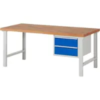 RAU Werkbank mit 3 Schubladen - Vollauszug - 60:1 / 120:1 / 180:1 - 840 x 2.000 x 900 mm (HxBxT) - Traglast 750 kg - Buche