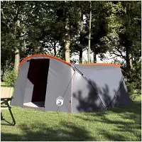 Markenlos Tunnelzelt mit grauem und orangefarbenem Dach 318 x 275 x 140 cm, wasserdichtes Campingzelt für Gruppen