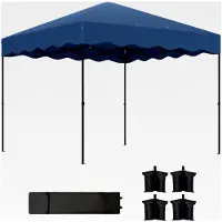 Markenlos Pavillon ca. 3x3 m, wasserabweisend, stabil, winterfest, Pop-up-Faltpavillon mit UV-Schutz 50+, faltbares Partyzelt, Gartenzelt mit Rolltasche, Gartenpavillon für Camping, dunkelblau