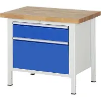 RAU Werkbank mit 2 XL Schubladen - Teilauszug - 180:1 / 360:1 - höhenverstellbar 840-1.040 mm - 1.000 x 700 mm (BxT) - Traglast 1.250 kg - Buche