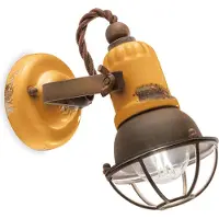 Licht-Erlebnisse Spot Strahler Metall Keramik verstellbar Gelb Shabby Antik Rostbraun E14 Vintage Design Keramikleuchte
