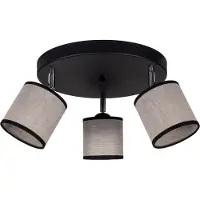 Licht-Erlebnisse Deckenstrahler Stoff Metall E14 B: 40 cm verstellbar Schwarz Beige 3-flammig Modern Deckenspot