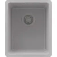 PrimaGran Spülbecken Grau 36x44cm, Granitspüle 1 Becken + Ablauf-Set, Küchenspüle ab 40er Unterschrank - Venedig Slim Easy