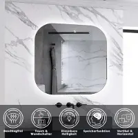 Aica Sanitär GmbH LED Badspiegel 80x80cm Wand/Touchschalter Beschlagfrei Kaltweiß Dimmbar Badspiegel mit Beleuchtung Badezimmerspiegel IP44