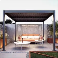 Markenlos Pergola Gartenpavillon mit Lamellendach, 11cm Aluminiumgestell, sturmfeste Regenrinne, 3x4m - anthrazit