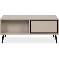 Freiraum Couchtisch >Arona< 2 Schubladen, 2 Fächer, in Sand / Schwarz - 94x40x55cm (BxHxT)