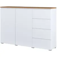 Petits-meubles Buffet Liko mit 4 Schubladen und 2 Türen, Weiß und Holzoptik, 150cm