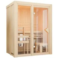 Karibu Sauna "View 1" SET naturbelassen 3,6kW Ofen finnisch