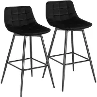 Woltu Barhocker 2er Set Designer Barstuhl Hocker Tresenhocker Bistrohocker mit Fußstütze Samt Metall Schwarz