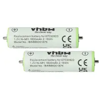 VHBW 2x Akku kompatibel mit Braun 3010BT, 3010s, 3030s, 195s, 150, 3020, 320, 300BT, 310, 3000BT, 3040s, 3045s, 3000 Rasierer (1800 mAh, 1,2 V, NiMH)