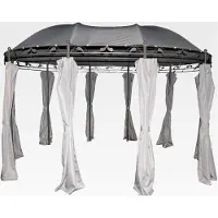 Markenlos Gartenpavillon grau 3x4 m – Rundpavillon aus Metall, wasserdicht und UV-Schutz 50, für den Garten, Hellgrau