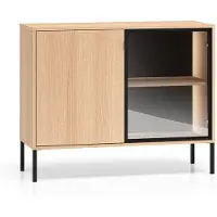 Petits-meubles Buffet Paige mit 2 Türen, Holzoptik und Schwarz, 107cm