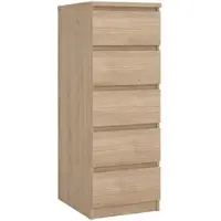 Wellhome - Schlafzimmerkommode mit 5 Schubladen in der Farbe Eiche 41 x 50 x 112 cm - Sil Oak