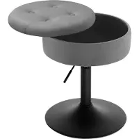 Woltu Barhocker niedrig, Sitzhocker mit Stauraum, Schminkhocker drehbar, für Bar Schminktisch Kücheninsel Tresen, Samtbezug Dunkelgrau