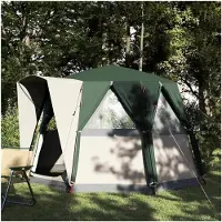 Markenlos Hütten-Zelt mit Dach in Grün und Weiß, 320 x 320 x 203 cm, wasserdichtes Campingzelt für Gruppen