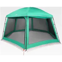 Markenlos Poolzelt mit abnehmbarem Überzelt und Netzwänden in Meergrün 512x458cm, wasserdichtes Zelt für Poolpartys und Überdachung