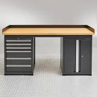 Datona Werkbank PRO - Bambus - 6 Schubladen - Werkzeugschrank - 200 cm
