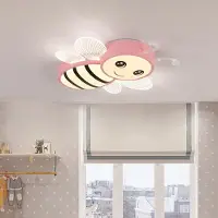 Welikera LED Deckenleuchte Kinderzimmer, Bienen-Design, dimmbar mit Fernbedienung, Kinderzimmerlampe, 60cm, Rosa