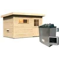 Karibu Chillroi Saunahaus Ondo 1 SET Terragrau mit Ofen 9kW Inklusive Zubehör