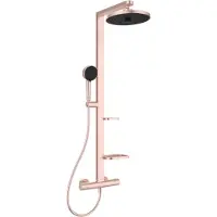 Ideal standard Alu+ Duschsystem mit Ceratherm Brausethermostat, 2 Ablagen, 2-Funktions-Handbrause und 2-Funktions-Kopfbrause