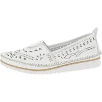 Andrea conti Damen Slipper Leder Lochmuster Folk Boho 1885909, Größe:41 EU, Farbe:Weiß
