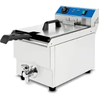 VERTES Friteuse aus Edelstahl 16 Liter Fassungsvermögen, 50-200°C, 3000W, 230V, Kaltzonenprinzip, Professionelle Gastronomie Fritteuse mit Ablasshahn