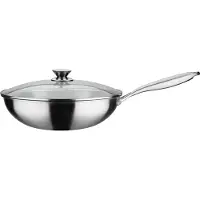 GSW Wokpfanne ASIA 32 cm mit Glasdeckel, 868402, Edelstahl rostfrei, ca. 5,2 L
